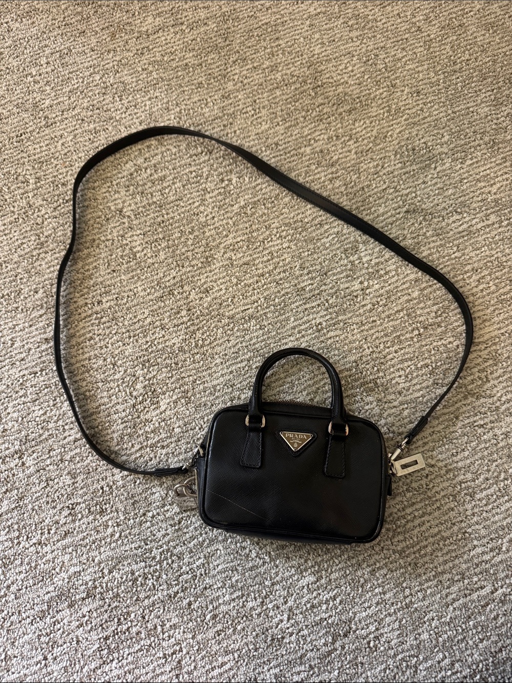 Prada Black Saffiano Leather Mini Crossbody Bag
